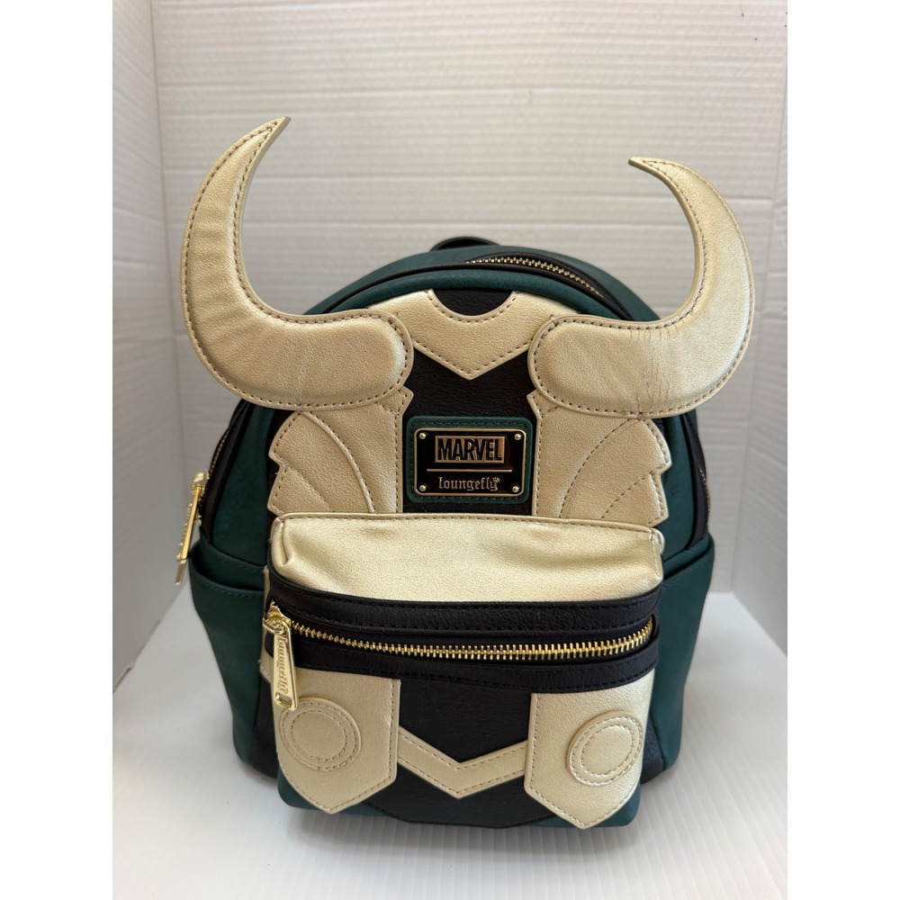 Loungefly Marvel Loki Cosplay Mini Backpack Green Gold Horns MVBK0127